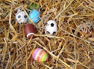 These plastic eggs awaited children during one of the Erie Zoo's past egg hunts. This year's Spring Egg-venture will be April 8.