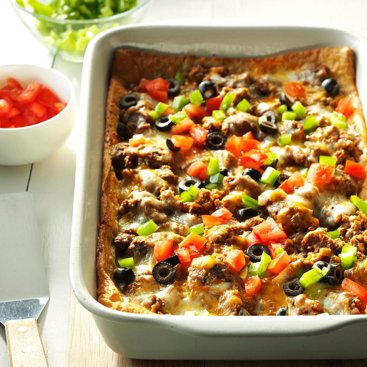 <p>Back when I was in college, my roommate would frequently make this economical baked burrito casserole. It's so easy to put together, and one serving goes a long way. —Cindee Ness, Horace, North Dakota</p> <p class="listicle-page__cta-button-shop"><a class="shop-btn" href="https://www.tasteofhome.com/recipes/burrito-bake/">Go to Recipe</a></p>