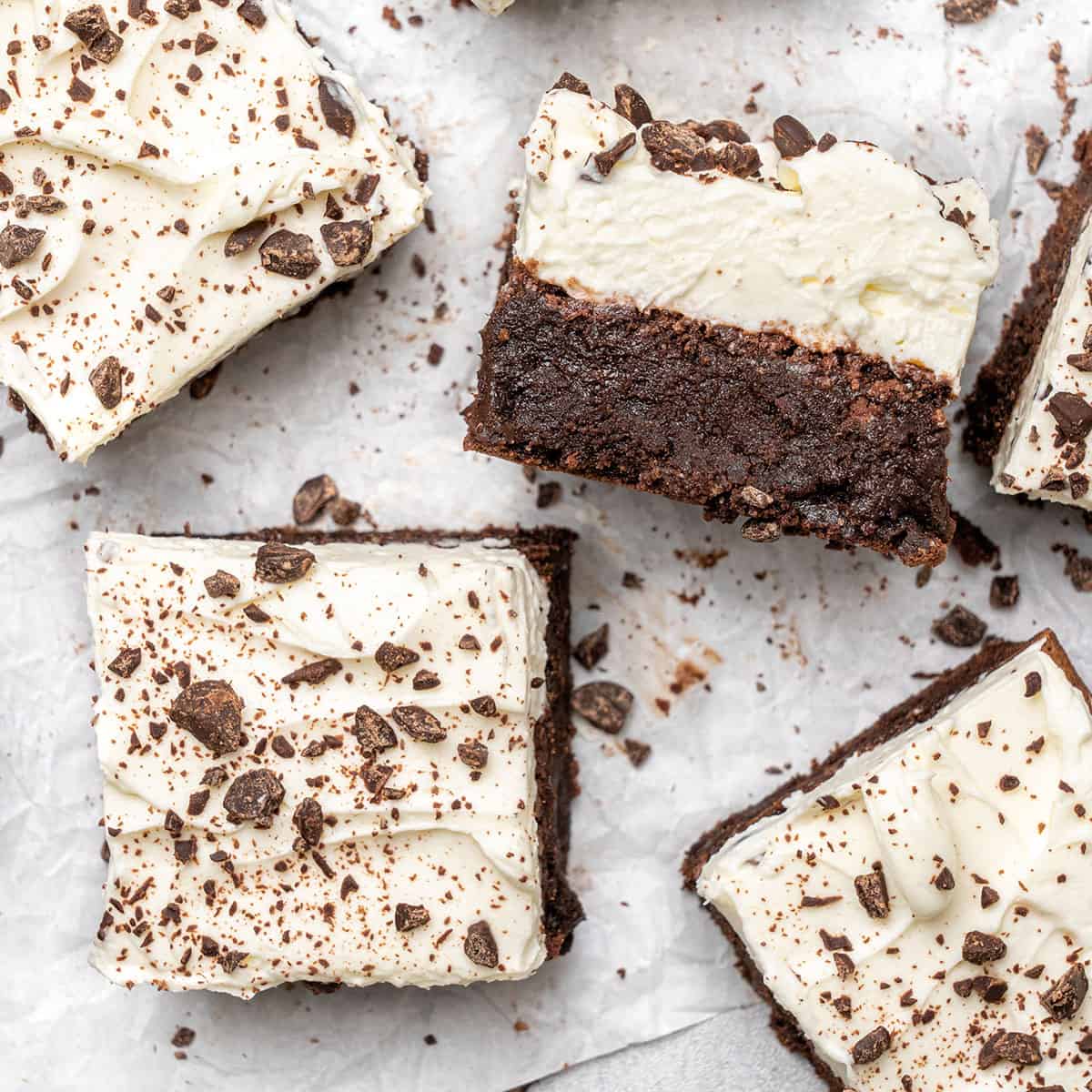 <p>If you're looking for chocolatey addition to your dessert table, you have to try these melt-in-your-mouth <a href="https://www.spatuladesserts.com/brownies-with-cream-cheese-frosting/">brownies with cream cheese frosting</a>! Ready in less than an hour, these moist, gooey brownies are baked to perfection and then topped with a creamy, yet not overly sweet, cream cheese frosting. Serve them alongside a bowl of vanilla ice cream for the perfect after-dinner dessert!</p> <p><strong>Recipe: <a href="https://www.spatuladesserts.com/brownies-with-cream-cheese-frosting/">Brownies with cream cheese frosting</a></strong></p>