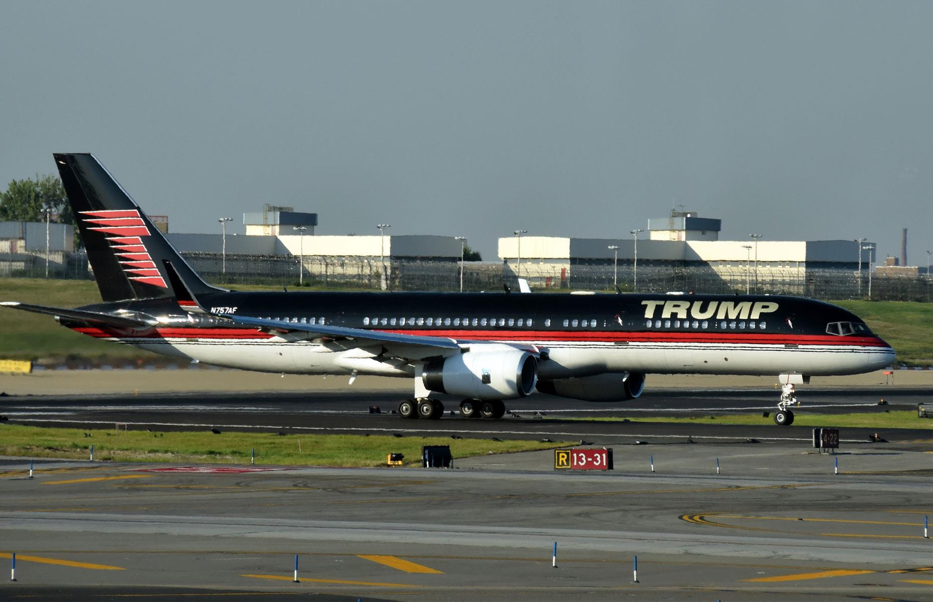 <p>No prizes for guessing who owns this flashy Boeing 757 private jet. </p>  <p>Years before he became the president of the United States, Donald Trump purchased the second-hand aircraft that would later be dubbed 'Trump Force One'.</p>  <p>Naturally, he's spared no expense revamping the plane, which he bought from Microsoft co-founder Paul Allen in 2010 for $100 million.</p>