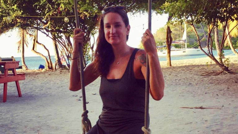 Sarm Heslop poses on a rope swing in the U.S. Virgin Islands in an undated photo shared to Instagram. The U.K. native has been missing since March 8, 2021, after she was last seen leaving a bar on St. John in the U.S. Virgin Islands. Sarm Heslop/Instagram
