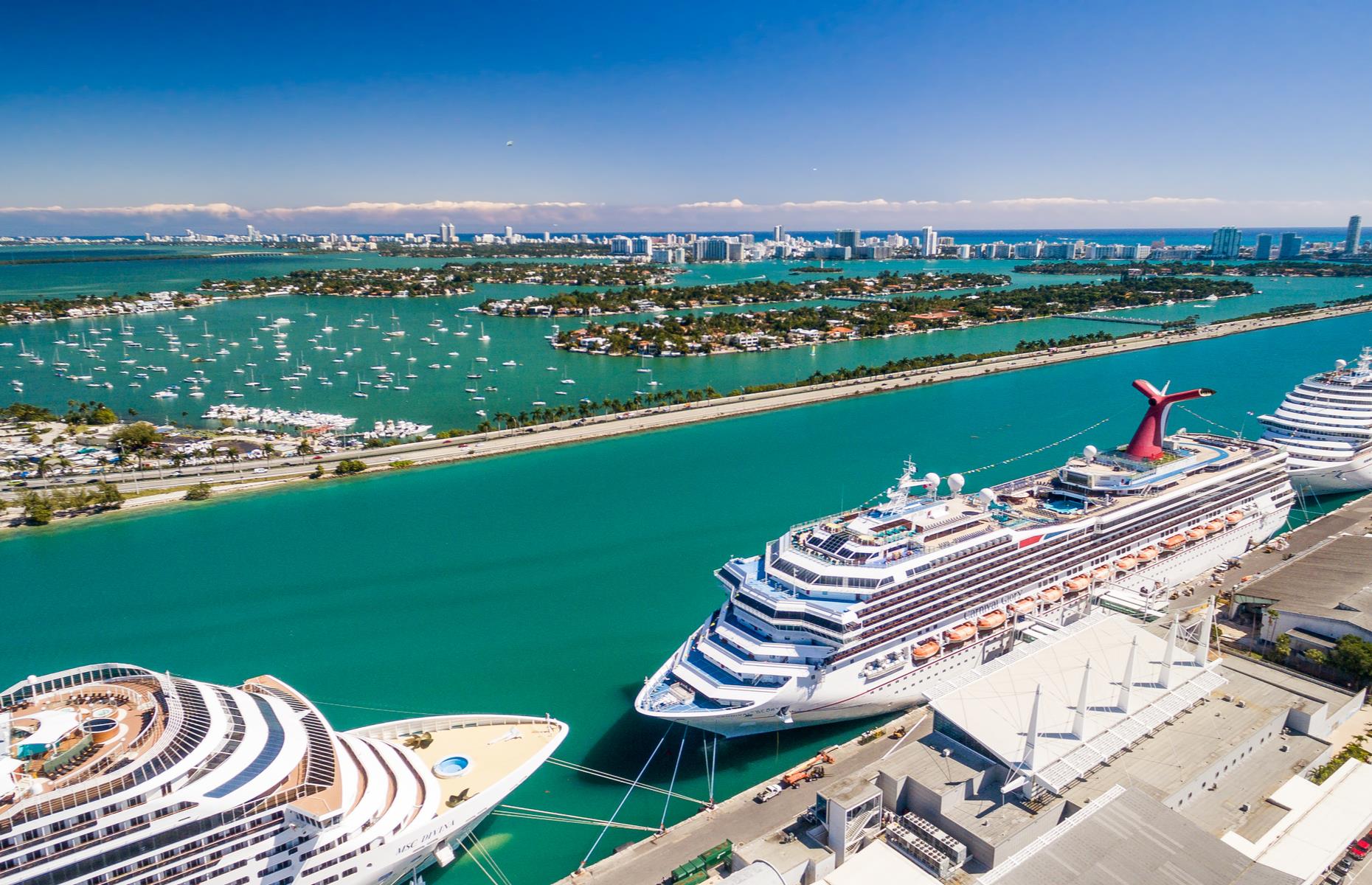 Sitting on the southern tip of the Sunshine State, the Port of Miami – also known as PortMiami – is known as the cruise capital of the world, typically visited each year by 22 cruise lines berthing 55 ships and millions of passengers. While cruising may be off the cards for the time being, the majestic port is still a sight to behold. Its dazzling waters are dotted with yachts, with views of the Star, Palm and Hibiscus man-made islands.