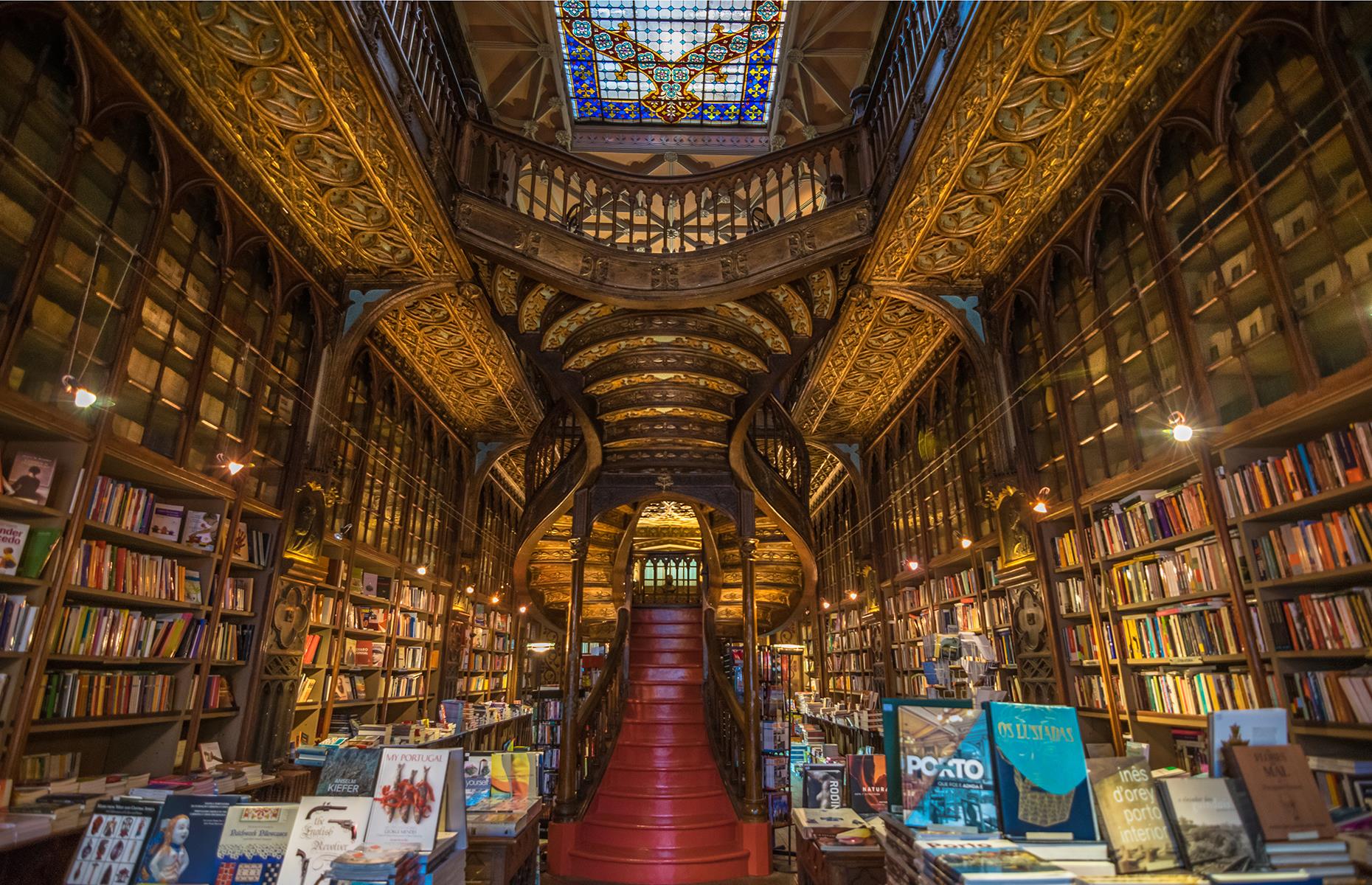 <p>With its swirling grand staircase, Gothic-style bookcases and ornate stained glass ceiling, it’s rumoured that <a href="https://www.livrarialello.pt/pt/home">Livraria Lello</a> was one of J.K Rowling’s inspirations for the Hogwarts Library in the <em>Harry Potter</em> series. Be wowed by its awe-inspiring interior, then pick up some copies from the library's specially-curated children's collection: books like <em>Alice in Wonderland</em> and <em>The Wizard of Oz</em> have been brought to life by local illustrators.</p>