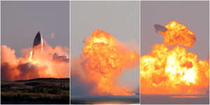 From left to right: The SN8, SN9, and SN10 Starship prototypes exploded. Gene Blevins/Reuters; SPadre.com