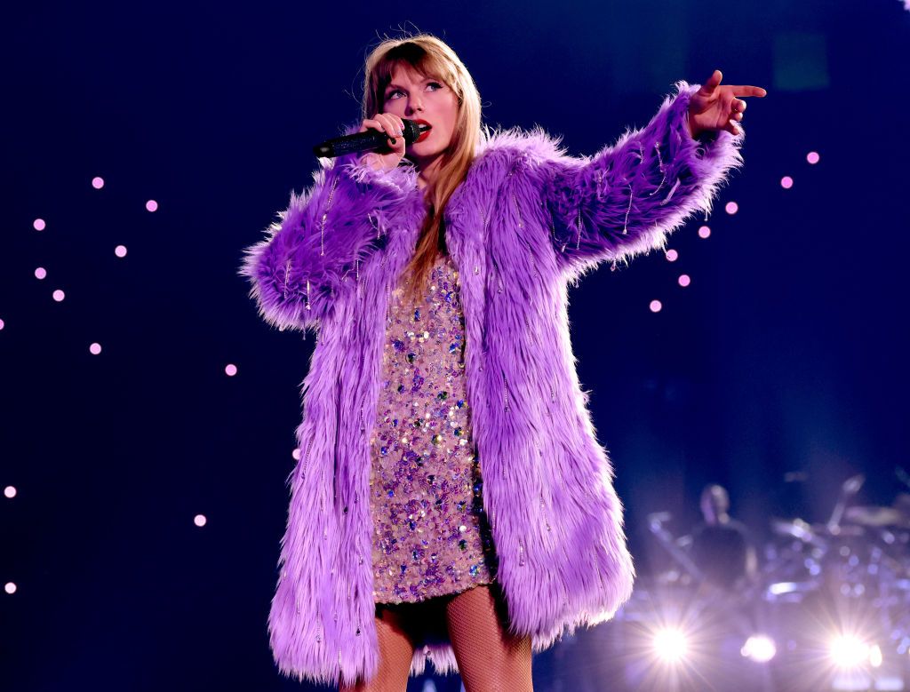 <p>During her song “Lavender Haze,” Swift wore another custom <a href="https://www.instagram.com/p/Cp-KufGgC1x/">Oscar De La Renta</a> covered in iridescent crystals with another piece by the fashion house over it, a beautiful lavender fur coat. </p>