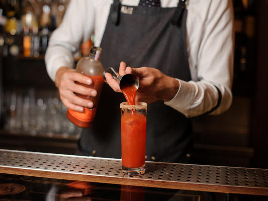 The the flavor of premium vodka can get masked in a bloody mary. Maksym Fesenko / Shutterstock