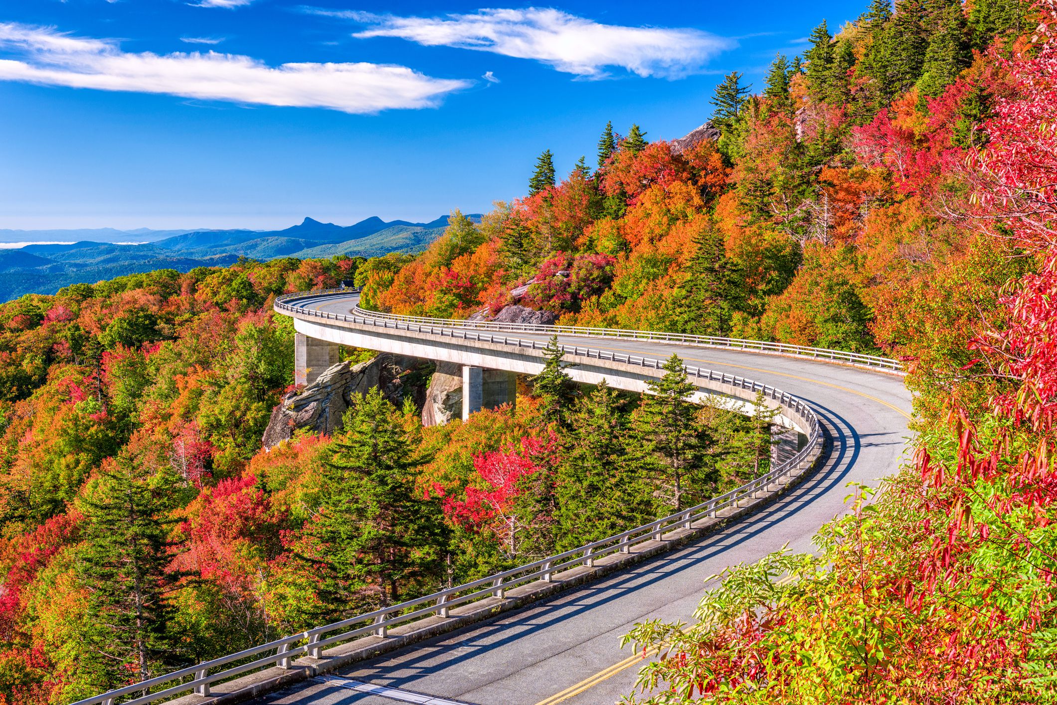 <p><b>Virginia and North Carolina</b>In the mood for a more relaxed Appalachian excursion? Sprawling 469 miles, the <a href="https://www.brpfoundation.org/">Blue Ridge Parkway</a> has a 45 mph speed limit and gentle curves that make this ride ideal for beginners or anyone who wants to slow down and enjoy the view. "The parkway has breathtaking scenery, innumerable curves that make the ride interesting, the roadway is well-kept, and perhaps most important of all, there are no traffic lights or stop signs," says Mike Grady, a motorcycle expert with MOTORCYCLEiD. "There are plenty of connecting roads off the parkway for access to lodging and restaurants."</p>  <p><b>Can't-miss stop:</b> Hop off the parkway in quirky Asheville, North Carolina, where the staggering Biltmore Estate is the most notable of many tourist draws. If you're willing to go further afield, Grady recommends the rare motorcycle collection at the <a href="https://wheelsthroughtime.com/">Wheels Through Time Museum</a> in Maggie Valley, about 40 minutes west of Asheville. </p>