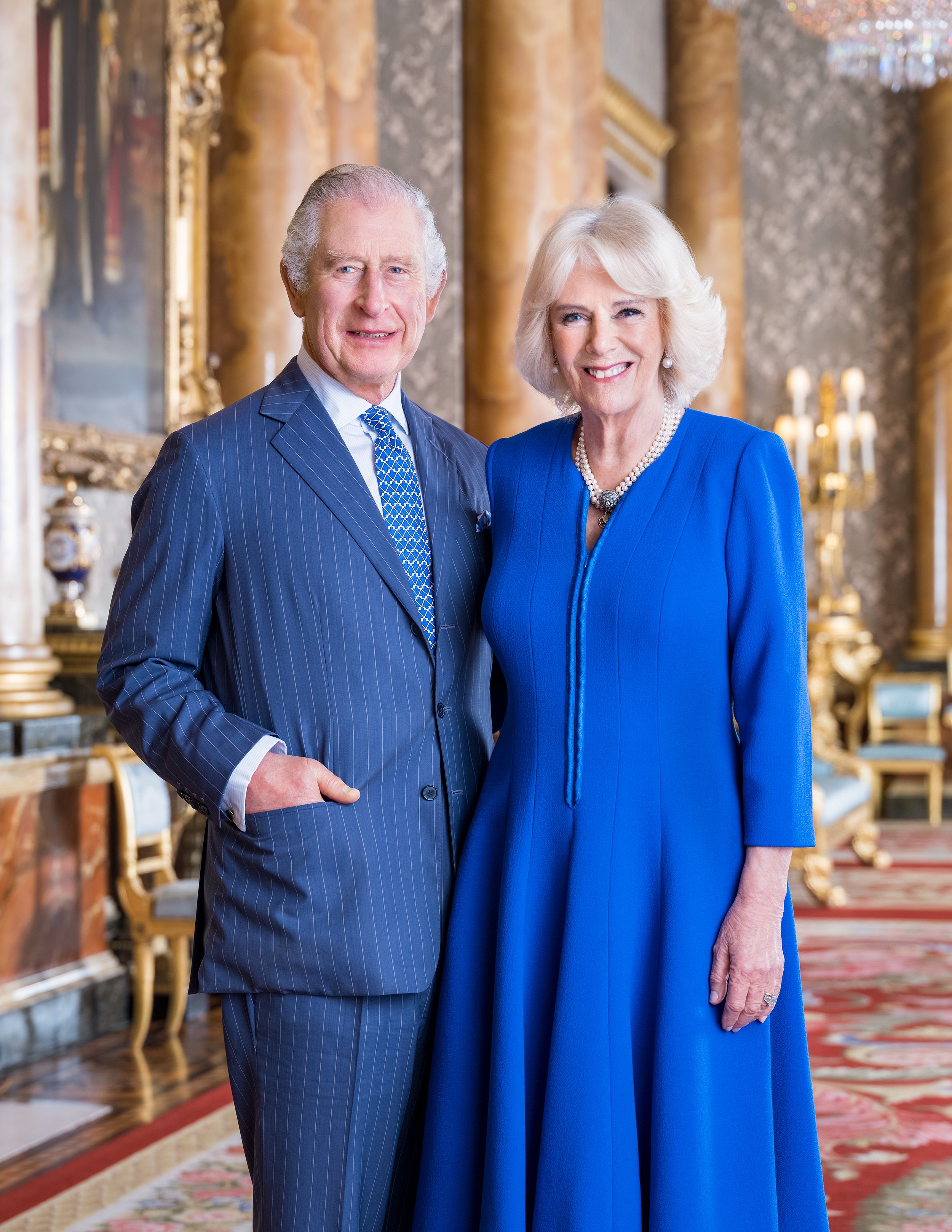 <p>On April 4, 2023, Buckingham Palace released this new portrait of Britain's King Charles III and Queen Consort Camilla in the Blue Drawing Room at Buckingham Palace in London. The portrait, which was taken in March 2023, was released to mark their coronation on May 6, 2023.</p>
