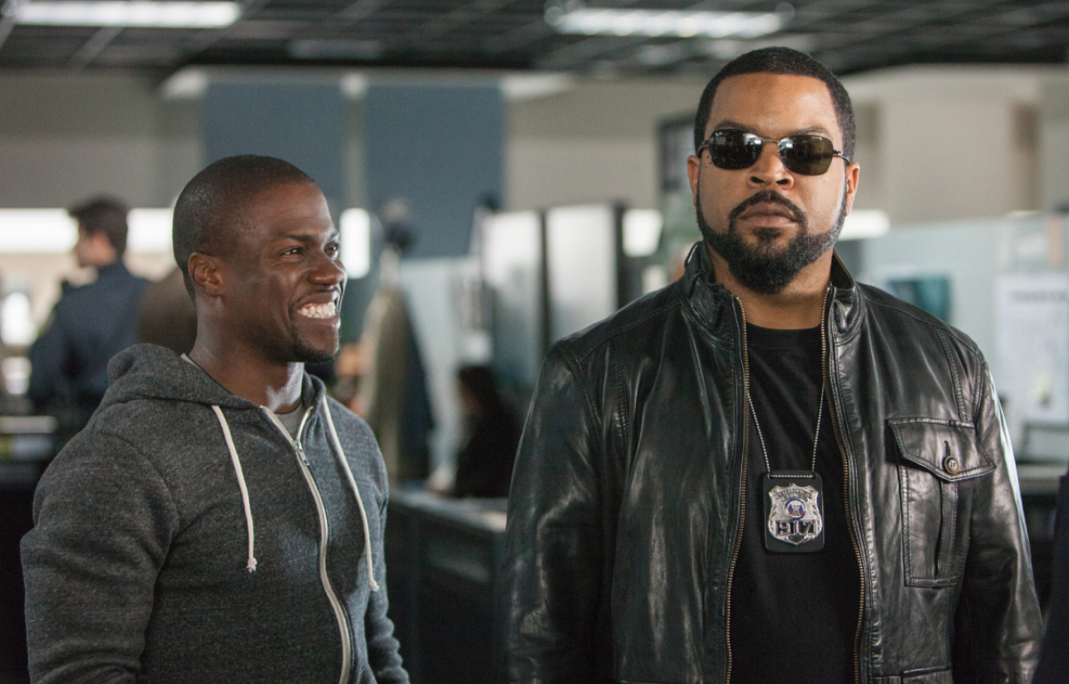 <p>This hilarious action comedy "buddy cop" movie stars Ice Cube and Kevin Hart. Ben (played by Hart), a short security guard who applies to the Atlanta City Police Academy, tries to prove to James (Ice Cube) that he's worthy of getting into the academy and of marrying his sister, Angela. James challenges him to a "Ride Along," but chaos ensues.</p>