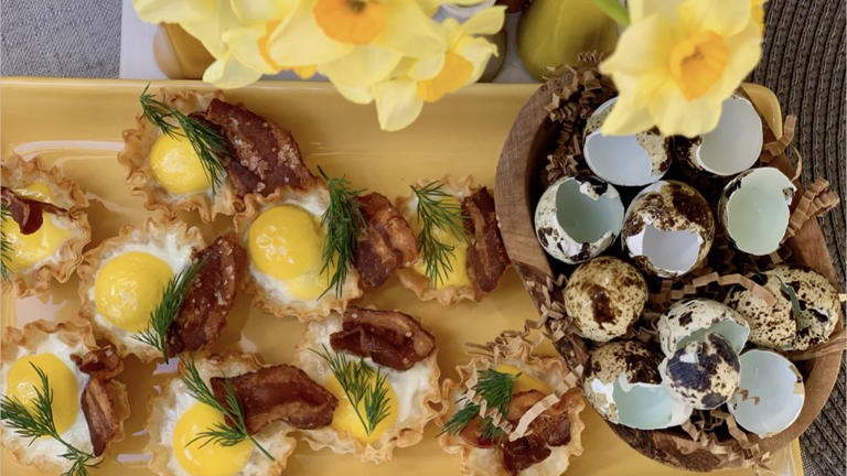 Savory Quail Eggs And Bacon Tart Appetizers (with video)