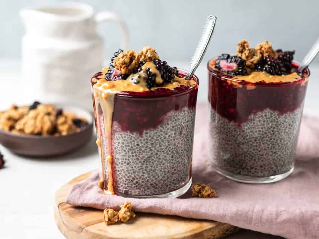 <p>The best <a href="https://www.seasonalcravings.com/blackberry-chia-pudding-with-peanut-butter/">Blackberry Chia Pudding</a> loaded up with peanut butter, blackberries and granola for some crunch.</p>