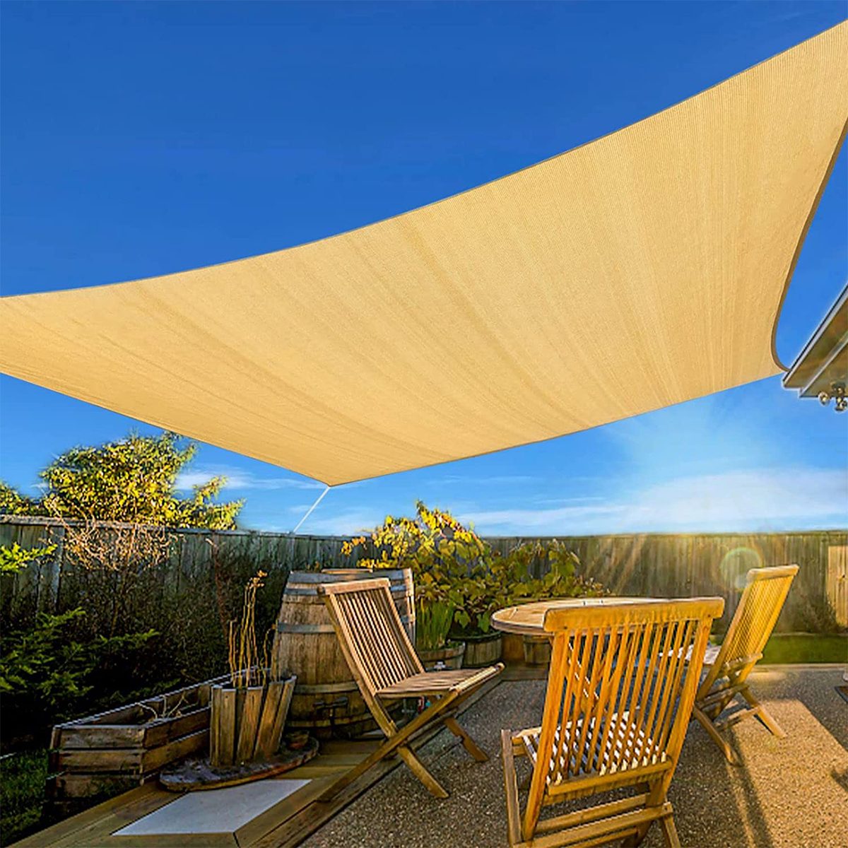 <h3 class="">Artpuch Shade Sail</h3> <p>For an affordable price, you can snatch up this highly rated <a href="https://www.amazon.com/dp/B074NHPRY7" rel="noopener">Artpuch patio shade sail</a>. Don't be fooled by its bargain price, though. Amazon reviewers are just as happy with the quality as the price tag. Use the durable stainless steel D-rings to easily attach the corners to any sturdy connection point to add plenty of sun protection to your patio or <a href="https://www.familyhandyman.com/list/rooftop-deck-ideas/">rooftop deck</a>. Available in several sizes and colors, you'll certainly find one that matches your outdoor aesthetic.</p> <p>"I had one side of my house with zero shade, so not comfortable to sit outside when the was sun is blazing down. Now I have a huge area to sit in whenever I want and can get out of the wind and rain," writes <a href="https://www.amazon.com/gp/customer-reviews/R12T5K1Z5BCOUL" rel="noopener">Joseph Arbon</a>, a five-star reviewer.</p> <p><strong>Pros</strong></p> <ul> <li class="">Affordable</li> <li>Blocks up to 95% of UV rays</li> <li>Available in 11 colors and 63 sizes</li> </ul> <p><strong>Cons</strong></p> <ul> <li class="">Material may not be as durable as other options</li> </ul> <p class="listicle-page__cta-button-shop"><a class="shop-btn" href="https://www.amazon.com/dp/B074NHPRY7">Shop Now</a></p>