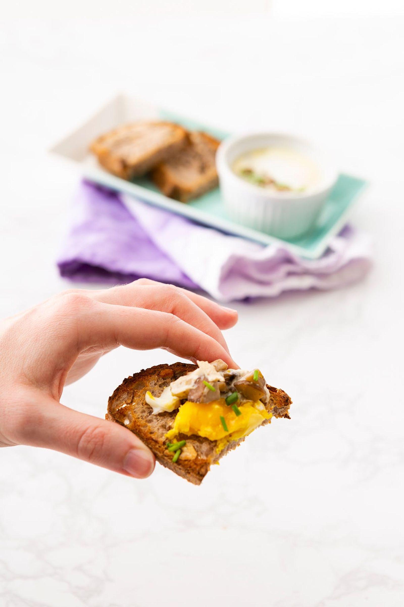 An Instant Pot will help cook your mix of eggs, mushrooms, and cream into something truly divine. Dig in with a spoon or spread on a slice of your favorite bread for a breakfast-for-lunch feast. (via <strong><a href="https://www.brit.co/5-minute-pressure-cooked-ramekin-eggs/">Brit + Co.</a></strong>)
