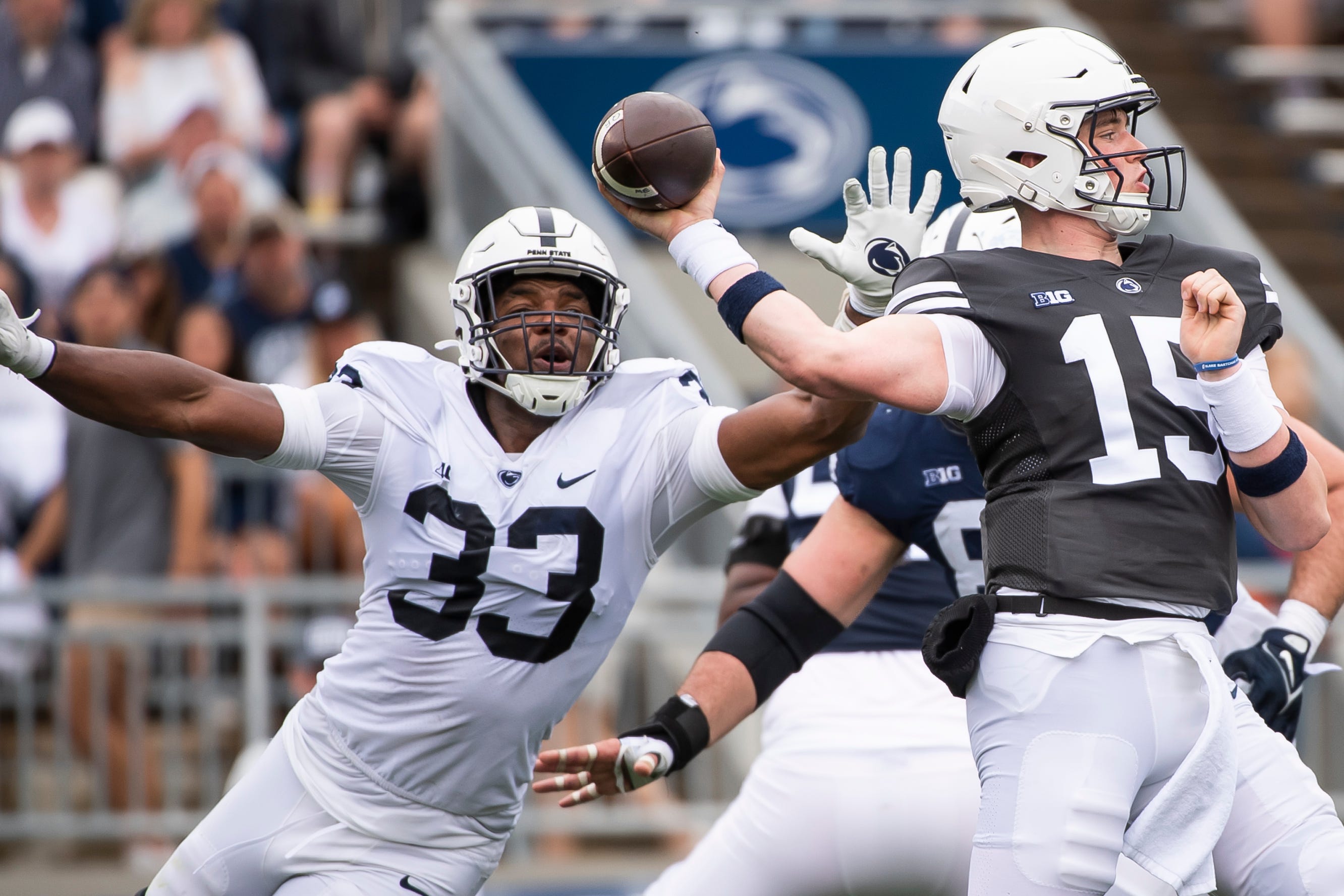 Watch: Drew Allar's 2nd Pass As Penn State Football Starting QB Goes ...