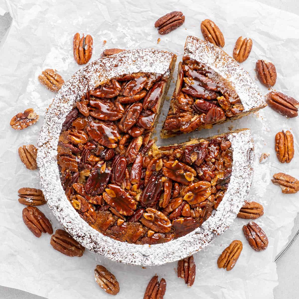 <p>This exceptional <strong><a href="https://www.spatuladesserts.com/pecan-upside-down-cake/">Pecan Upside Down Cake</a></strong> is a perfect dessert for Fall or Thanksgiving; the excellent harmony of moist yogurt cake as the base and caramelised pecan topping! The cake can be made in any pan you have, even in a Bundt pan to turn it into a festive Pecan Upside Down Bundt cake for Thanksgiving!</p> <p><strong>Go to the recipe: <a href="https://www.spatuladesserts.com/pecan-upside-down-cake/">Pecan Upside Down Cake</a></strong></p>