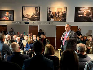 Former New Jersey Gov. Chris Christie speaks at the New Hampshire Institute of Politics at Saint Anselm College in Manchester, N.H., Monday, March 27, 2023.