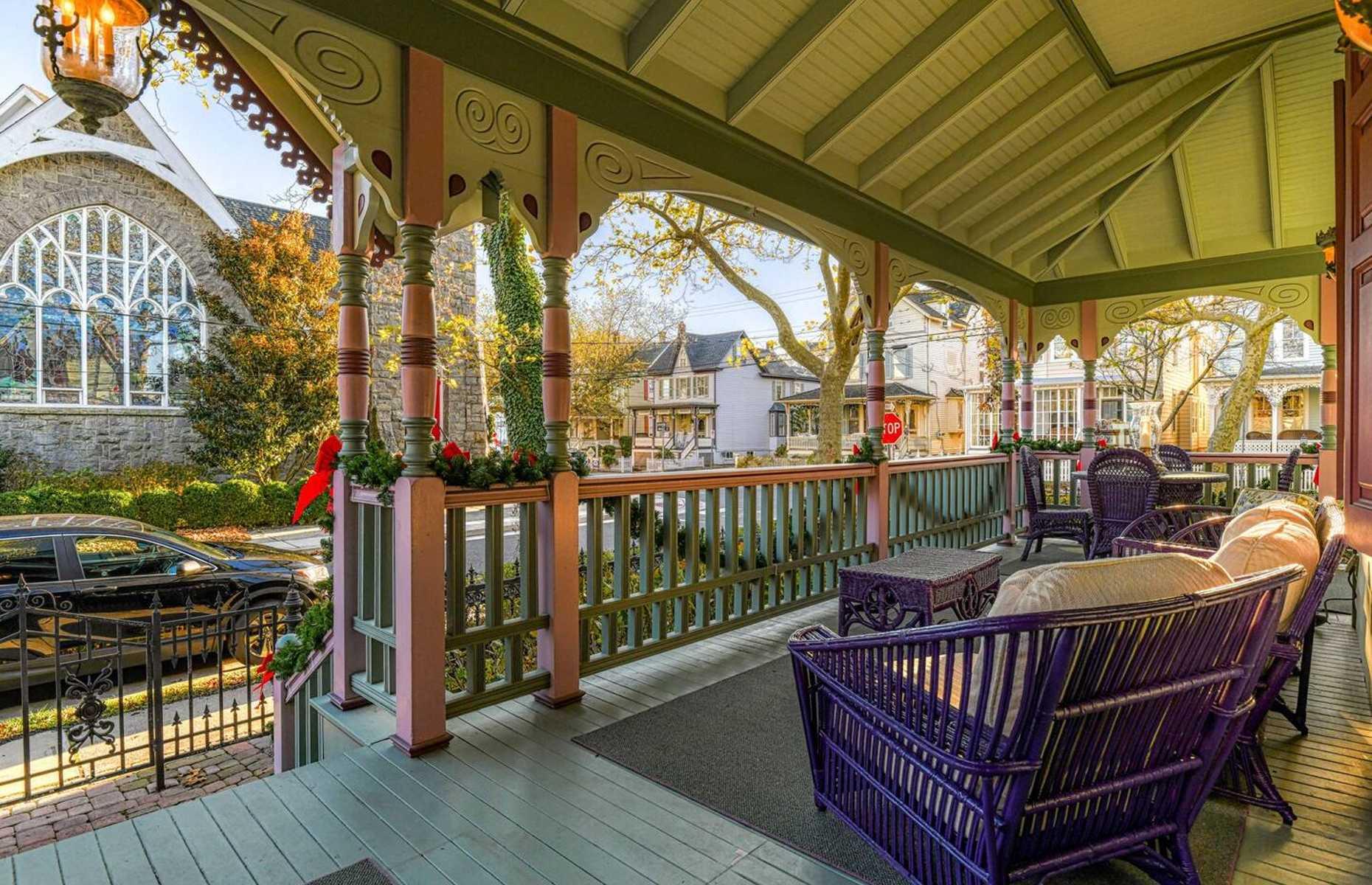<p>Located in the heart of Cape May's historic district, this grand Victorian villa – known as '<a href="https://www.airbnb.co.uk/rooms/46607815?source_impression_id=p3_1680076754_7ZjvMY8tJ8Zyo8ej">The Empress</a>' – has eight bedroom suites, a wraparound porch, huge hosting spaces and even its own movie theater. It's located just two blocks from the nearest beach and within easy access of nearby restaurants, bars and shops.</p>