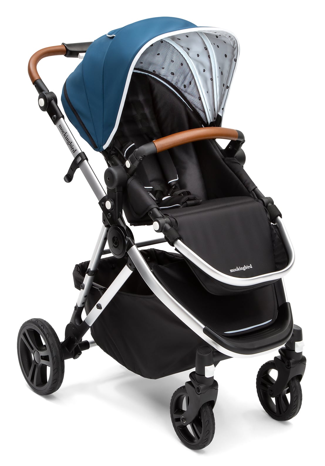 <p><a href="https://hellomockingbird.com/products/mockingbird-stroller">BUY NOW</a></p><p>$395</p><p><strong>The <a href="https://hellomockingbird.com/products/mockingbird-stroller" class="ga-track">Mockingbird Stroller</a> ($395) </strong></p> <p>This stroller has tons of buzz for good reason. It has great suspension and large back wheels, which means it rides like a dream. Folding down this 26-pound stroller is super simple, too. You truly can do it with one hand and barely any practice, and it locks in place once collapsed. Included are a UPF 50+ all-weather canopy with a large peekaboo window, a multiposition reclining seat, a footrest that unzips underneath (to make it easy to clean out snack crumbs), adjustable handlebars, and <em>giant</em> storage basket below the seat.</p>