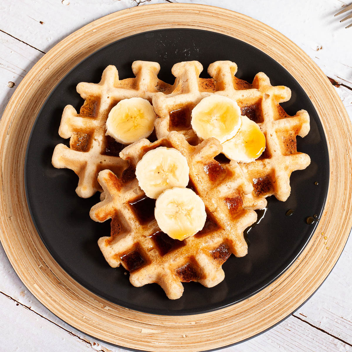 <p>At first, it may seem difficult to modify a classic waffle recipe and expect it to taste the same. However, using ripe bananas as an egg substitute can add moisture and create a delicious final product. One mashed banana can replace one egg in these <a href="https://mypureplants.com/vegan-banana-pancakes-gluten-free/">vegan pancakes</a> or in vegan waffles, resulting in a healthy breakfast.</p> <p>Get the recipe from My Pure Plants: <a href="https://mypureplants.com/vegan-banana-waffles-gluten-free/">vegan waffles</a></p>