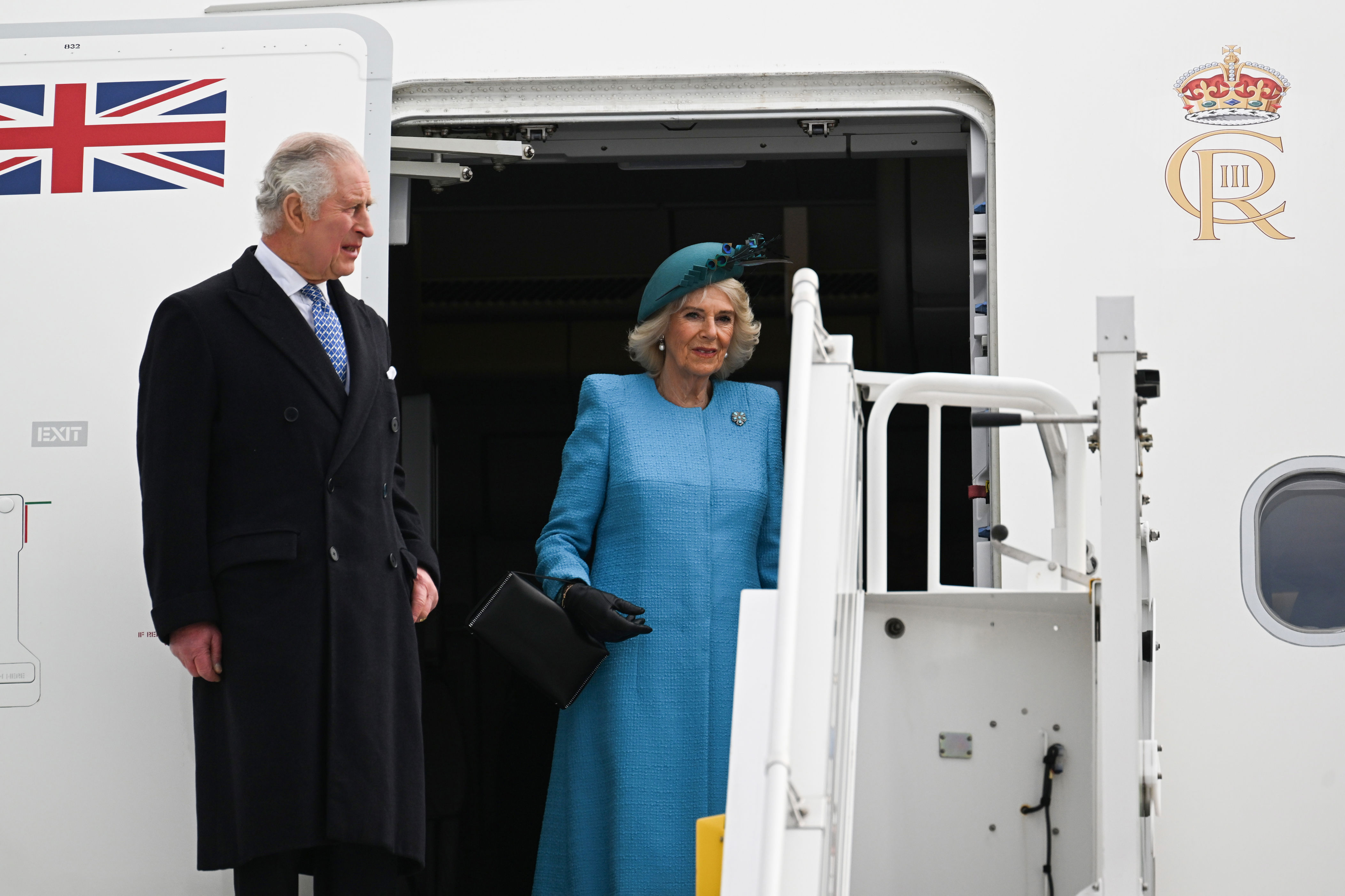 <p>King Charles III and Queen Consort Camilla arrived at Berlin Brandenburg Airport on March 29, 2023, to begin <a href="https://www.wonderwall.com/celebrity/king-charles-iii-and-queen-consort-camilla-the-best-photos-from-their-state-visit-to-germany-720122.gallery">an official state visit to Germany </a>-- the first international state visit of his reign as king. There, they were greeted by a 21-gun salute and a fly-past.</p>