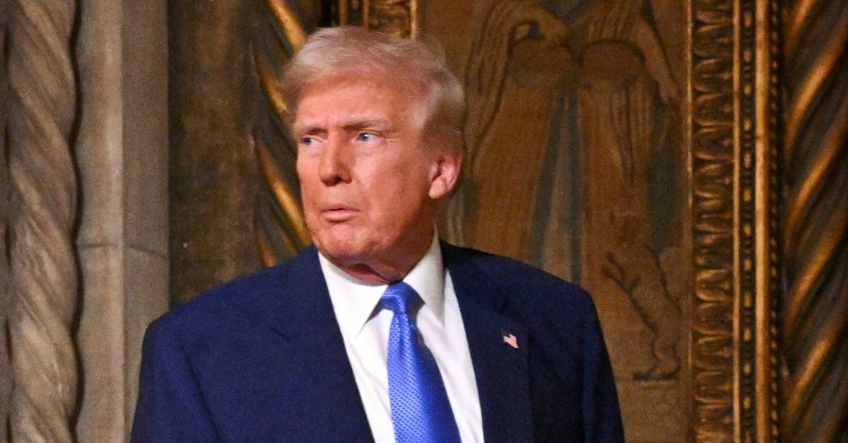 President Donald Trump departs after speaking at Mar-a-Lago in Palm Beach, Fla., Tuesday, Feb. 18, 2025 (Pool via AP).