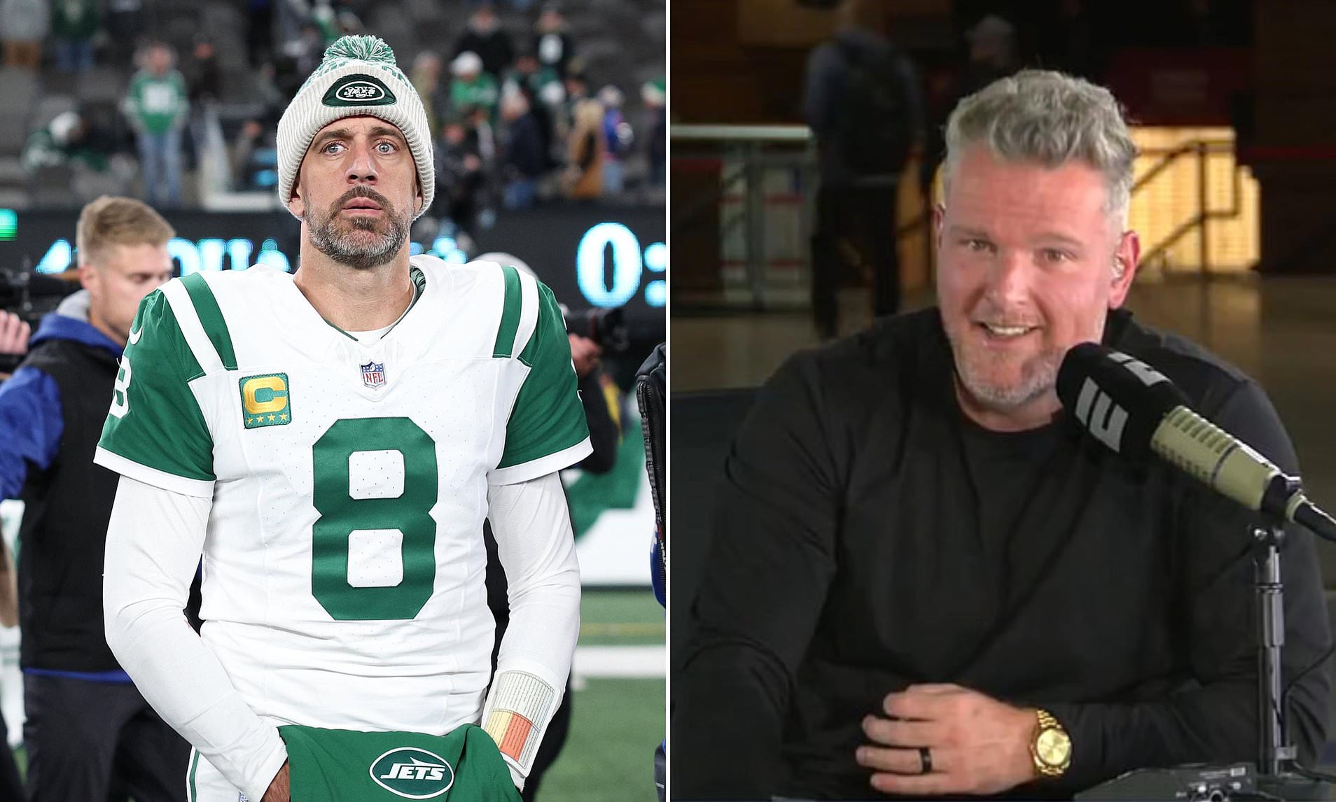 Pat McAfee finally addresses claims New York Jets ditched Aaron Rodgers