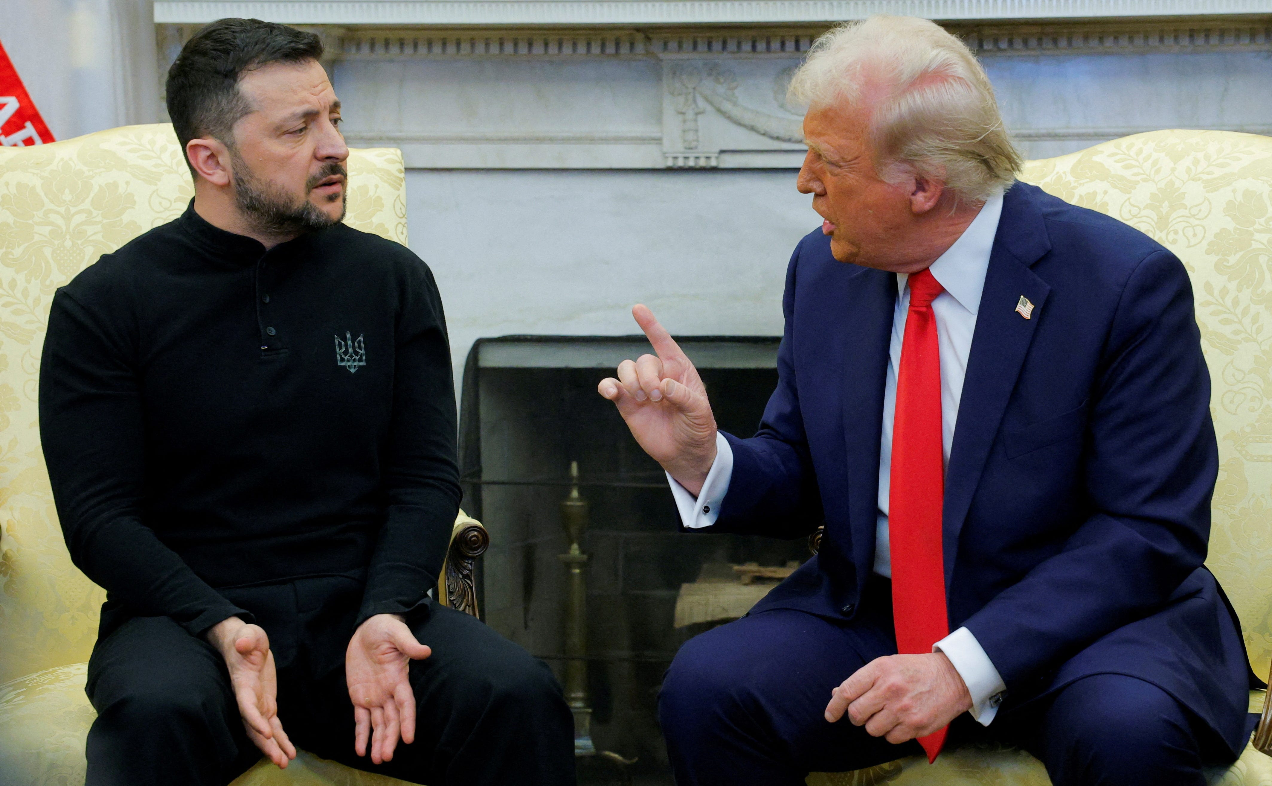 US President Donald Trump having a tense exchange with Ukrainian President Volodymyr Zelenskyy. Brian Snyder/REUTERS
