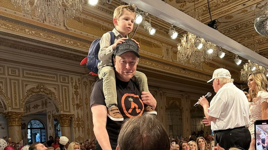 Elon Musk spotted with Donald Trump at Mar a Lago event carries son Elon Musk spotted with Donald Trump at Mar a Lago event carries son