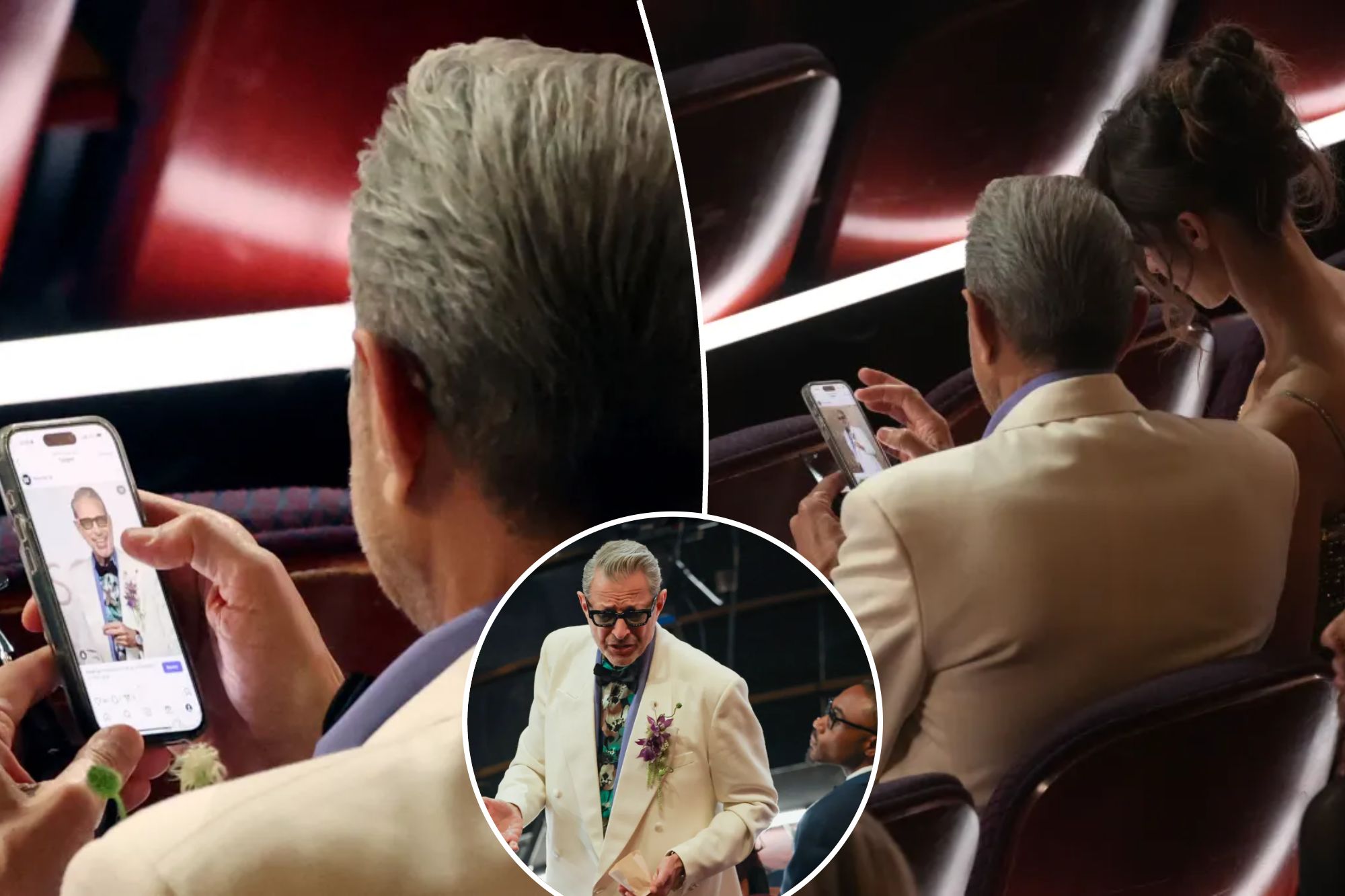 Jeff Goldblum caught checking out his Oscars 2025 red carpet photos