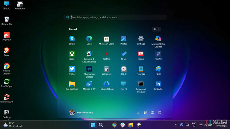 Translucent Start Menu using WindHawk