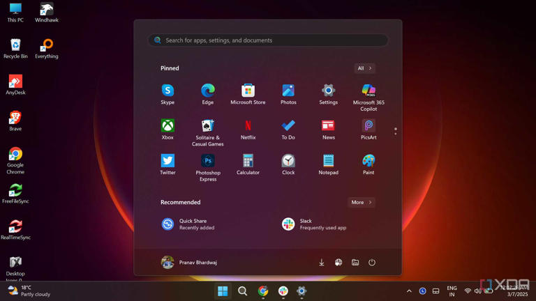 Default Start menu