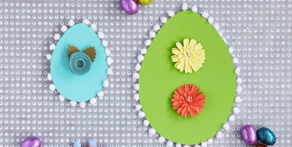 How to make a colourful pom-pom Easter egg card with the kids