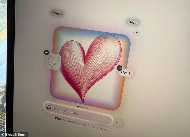 The Image Wand tool in the Notes app instantly transformed by rough sketches into impressive cartoons