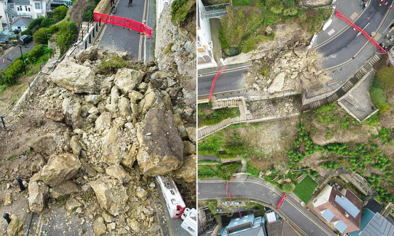 Blocked-in residents heard 'thunderous' rock collapse from cliff face