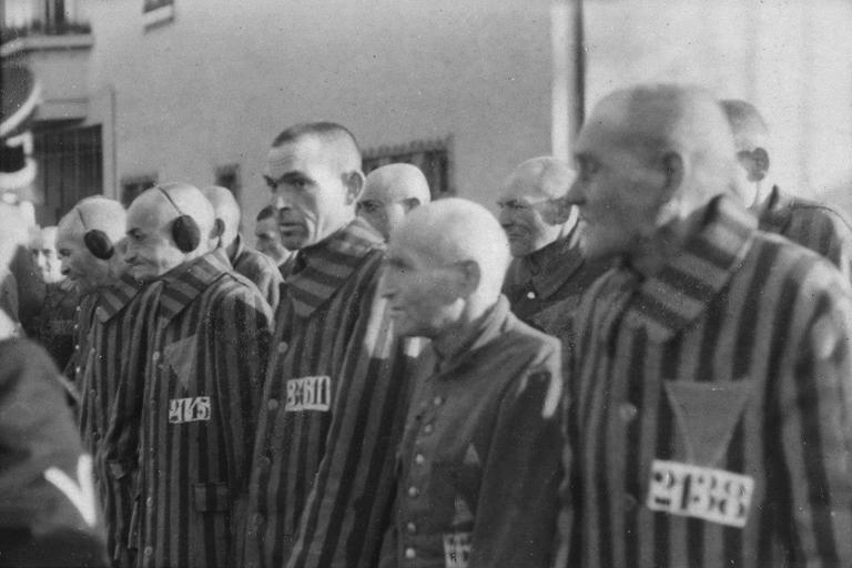 Prisoners wearing triangles in the concentration camp at Sachsenhausen, Germany, December 19, 1938 Heinrich Hoffman Collection / NARA