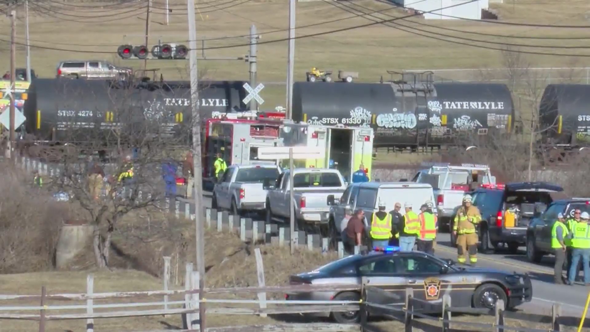 Three injured after truck, train crash in Somerset County