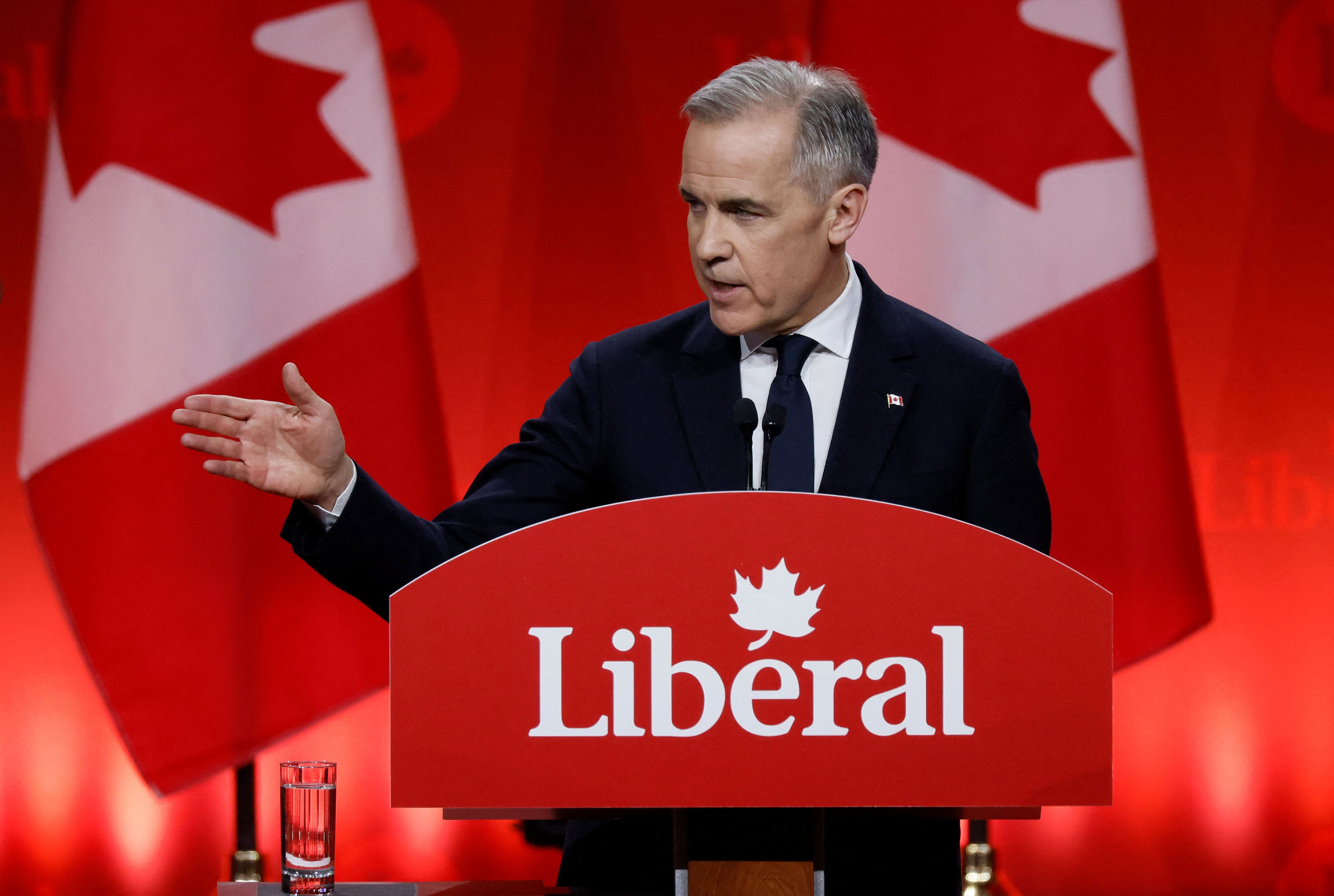 Mark Carney, el día 9 durante su discurso en Ontario tras ser elegido líder del Partido Liberal de Canadá.
