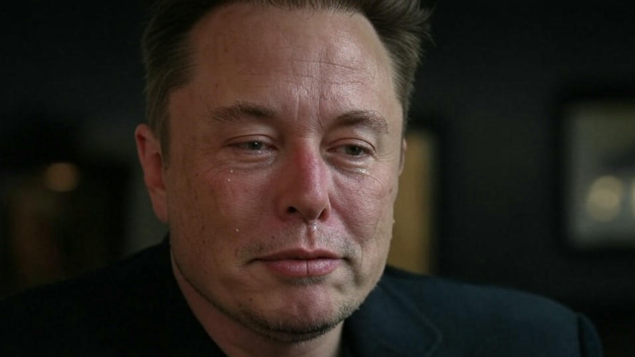 elon musk crying 'holds back' tears amid tesla slump: 'with great difficulty...' | watch