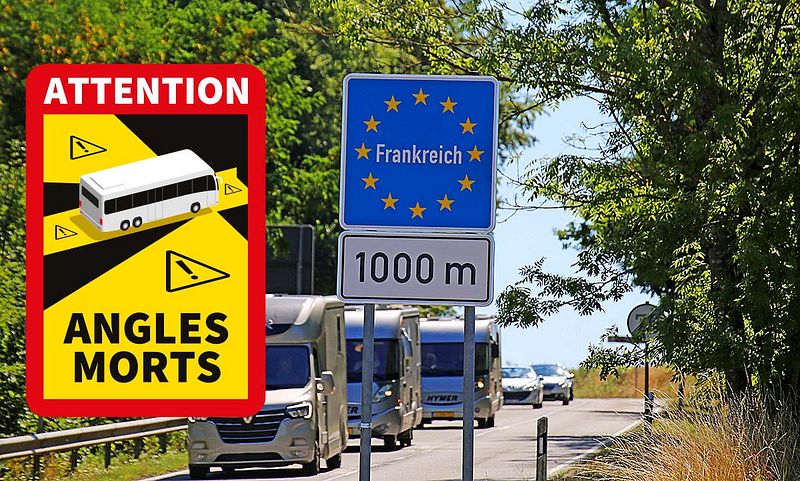 3x Warntafeln Für Frankreich - Toter Winkel Aufkleber Für LKW Ab 3,5t