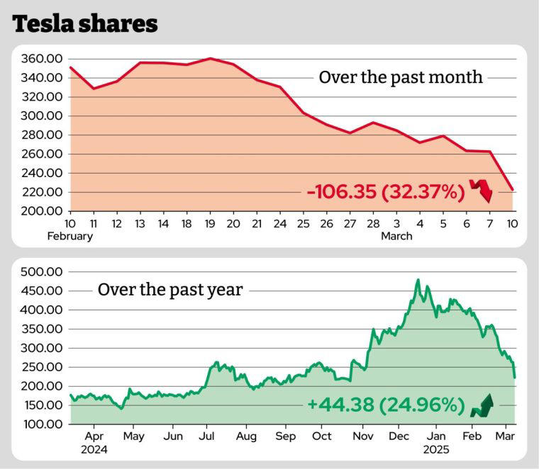 Why Tesla’s shares have nosedived – and how much Elon Musk is to blame