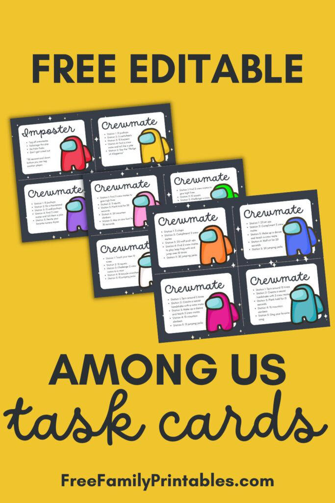 Free Among Us Task Cards Printable