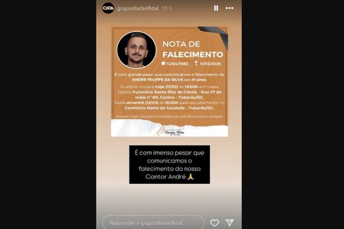 Morre o cantor de pagode André Felippe da Silva – Reprodução/Instagram