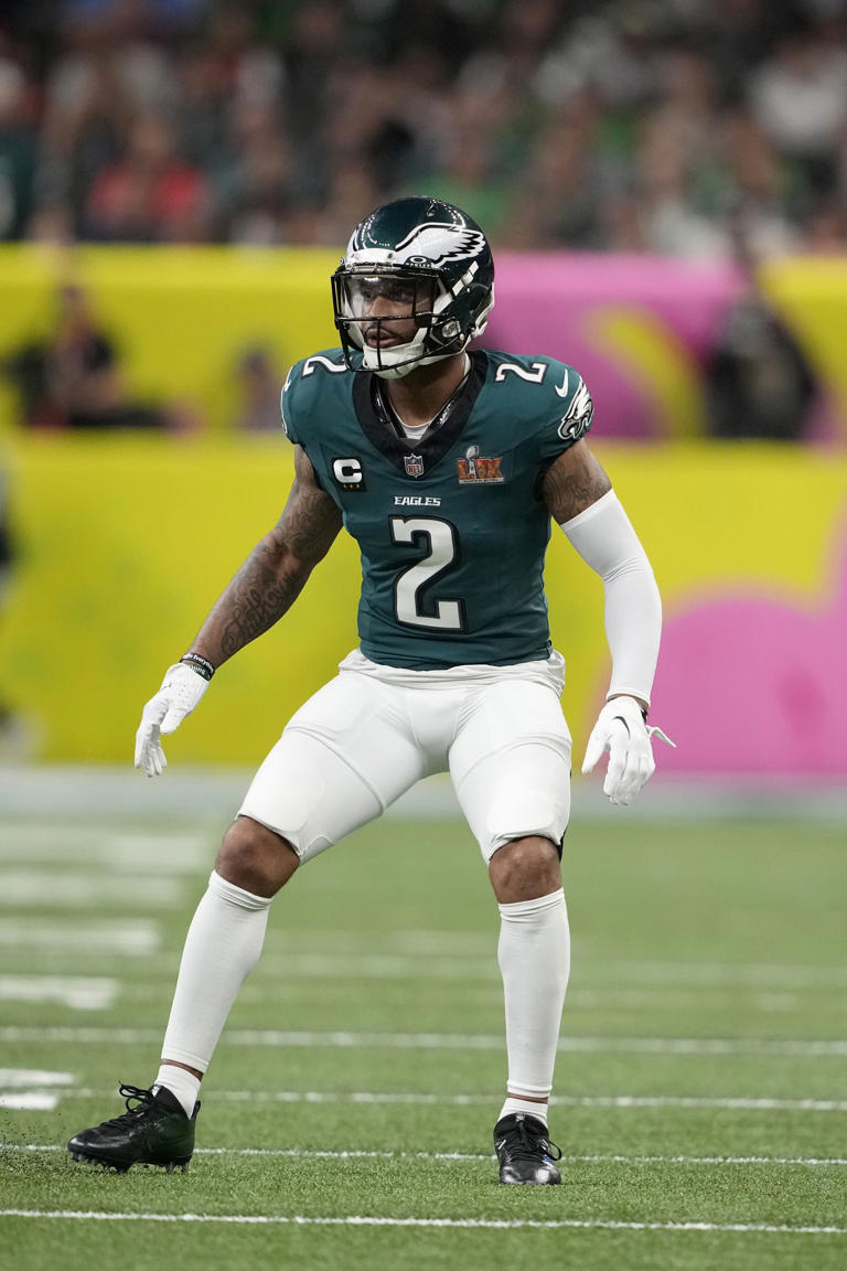 Philadelphia Eagles cornerback Darius Slay Jr. in action against the Kansas City Chiefs during the second half of the NFL Super Bowl 59 football game, Feb. 9, 2025, in New Orleans. (AP Photo/Doug Benc)