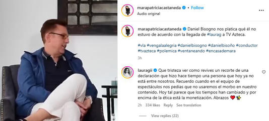 La respuesta de Laura G a Maria Castañeda sobre las críticas de Daniel Bisogno en 2018 | Captura de pantalla: @marapatriciacastaneda