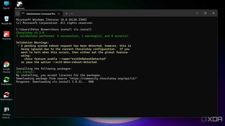 Command to install VLC using Chocolatey