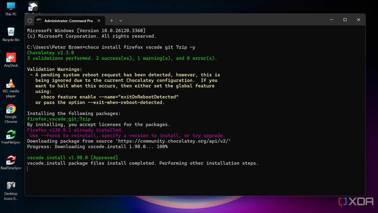 Installing multiple apps through a single command
