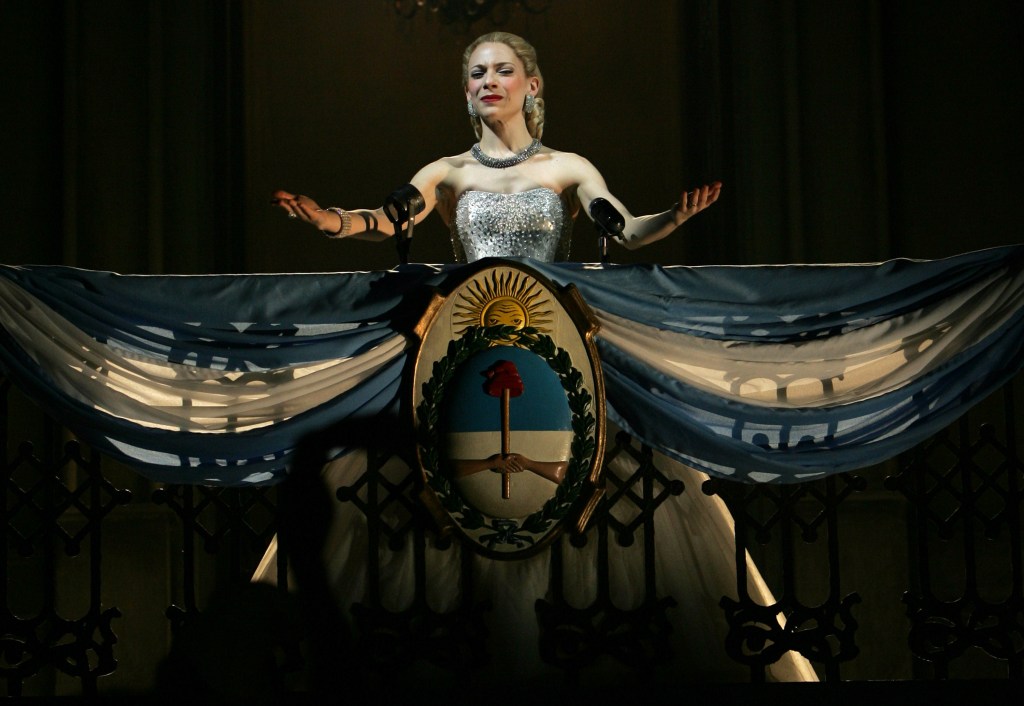 Argentinian actress Elena Roger plays the lead role of Eva Peron in the musical “Evita.” ASSOCIATED PRESS