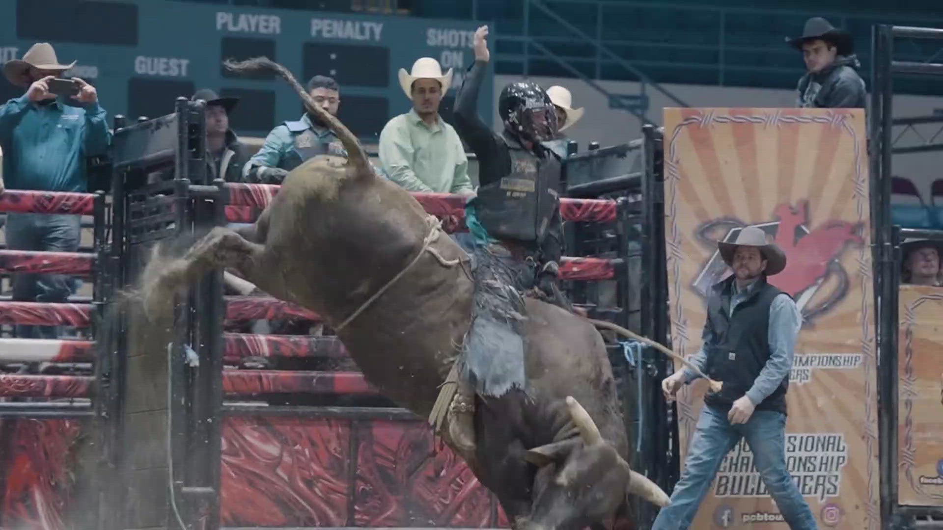Buckling up and hanging on tight at the indoor rodeo in Moline