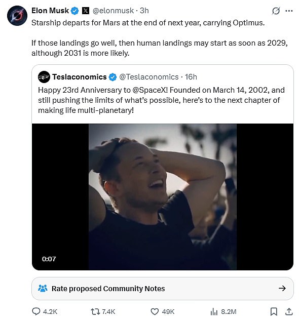 Elon Musk IS going to Mars! SpaceX boss to send rocket there by 2026