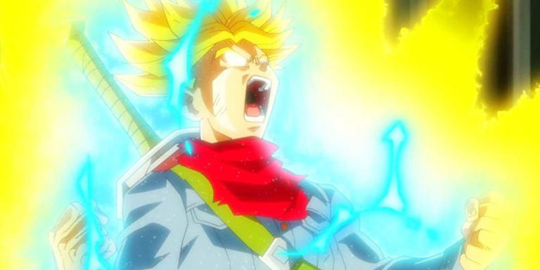 Future Trunks ascends to Super Saiyan Rage mode in Dragon Ball Super.